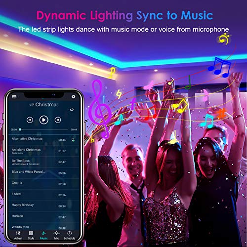 Hoteril Taśma LED, 6 m, Bluetooth, RGB, pilot zdalnego sterowania, sterowanie przez aplikację, funkcja timera, 16 milionów kolorów, 213 trybów stylu do domu, dekoracja TV, kuchni, sufitu, na imprezę - obrazek 6