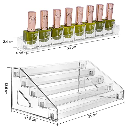 JessLab Lakier do Paznokci Organizator, 5-Tier Clear Akryl Lakier do Paznokci Stojak Uchwyt na Olejki Eteryczne Kosmetyk Gablota Makijaż Organizer Magazynowe na Kosmetyki dla Łazience Próżność Blacie - obrazek 6