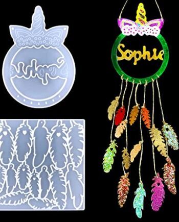 Rolin Roly 2 szt. piórko żywica formy łapacz snów silikonowa forma dzwonki wietrzne żywica żywica żywica biżuteria kryształowe formy do odlewania na ścianie wisząca ozdoba rzemiosło dekoracja domu