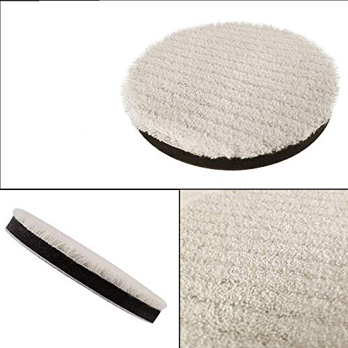 JIGUOOR podkładki polerskie, polerskie gąbki polerowanie samochodowe polerki wełniane bufory polerskie do wiercenia lakieru woskowego czysty poler, profesjonalny zestaw polerek samochodowych z adapterem wiertarki M14 - 125 mm 125 cm - obrazek 6