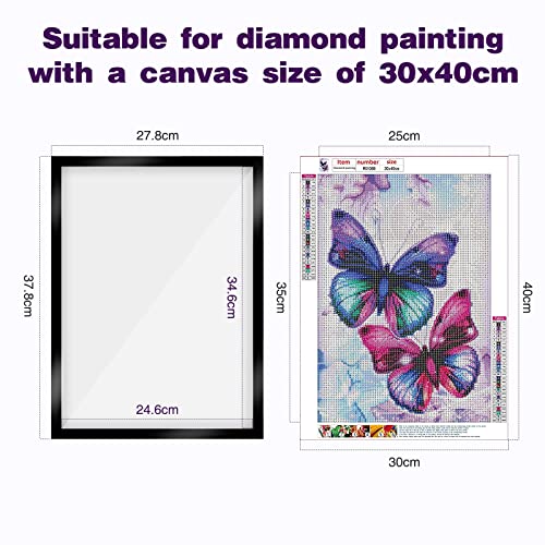 Ramka do malowania diamentami, akcesoria do malowania diamentowego, 2 sztuki, czarne magnetyczne diamentowe ramki do malowania diamentami 30 x 40 cm, rozmiar wewnętrzny 24,6 x 34,6 cm - obrazek 7