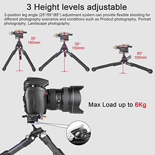 FOTOBETTER Stół mini statyw do aparatu, lekki mini statyw podróżny z głowicą kulową 360 stopni, szybkozaciskowy 1/4 cala, płyta do lustrzanki DSLR (MTA03 + MBP19 (DE)) - obrazek 5