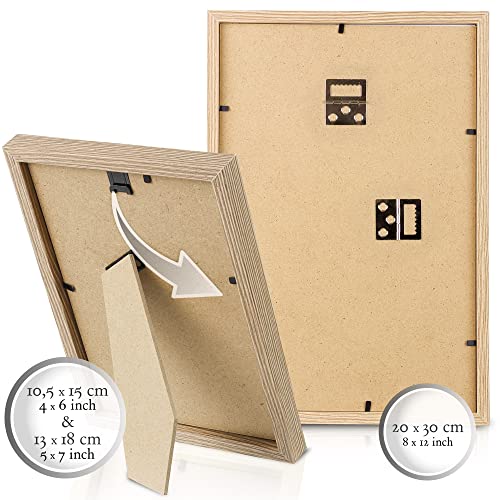 bomoe 30szt Zestaw ramek na zdjęcia Emotion - Ramka na zdjęcia Kolaż na ścianę - Multi Ramka na zdjęcia Drewno i szkło plastikowe - 10x 10x 10,5x15cm / 15x 13x18cm / 5x 20x30cm - Dębowa Ramka na zdjęcia - obrazek 5