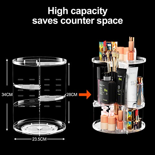 Newaner Organizer na kosmetyki, obracany o 360 stopni, organizer na szminki, pudełko do przechowywania kosmetyków, do łazienki, sypialni, przezroczysta komoda z tworzywa sztucznego - obrazek 8