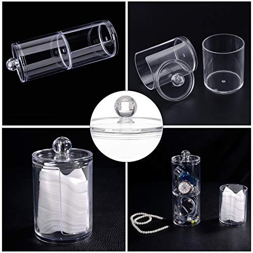 YKSVTNMU Pojemnik na waciki waciki kosmetyczne, pojemnik akrylowy, pojemnik na waciki, organizer na kosmetyki, przezroczysty, okrągły pojemnik z pokrywką, na kulki z waty, waciki, waciki - obrazek 5