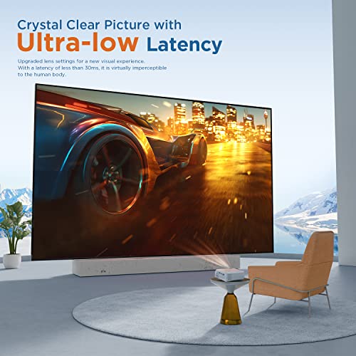 Mini projektor WiFi, natywny projektor kina domowego 720P Full HD, 6000, ekran 300", projektor wideo LCD o żywotności 90 000 h, kompatybilny z HDMI / TV Stick / PS4 / smartfonem, biały - obrazek 5