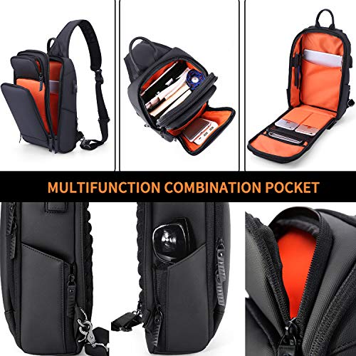 FANDARE Męska torba na piersi, torba na ramię, 7,9 cala, iPad z USB to - obrazek 3