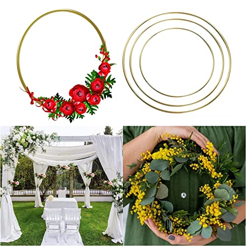 6 sztuk, 3 rozmiary, metalowe pierścienie do majsterkowania, złoty wianek z kwiatami, pierścienie, do makramy, na opony, na wesele, jako dekoracja na ścianę, łapacz snów i makramę, dekoracja ścienna, rzemiosło (20/25/30 cm) - obrazek 9