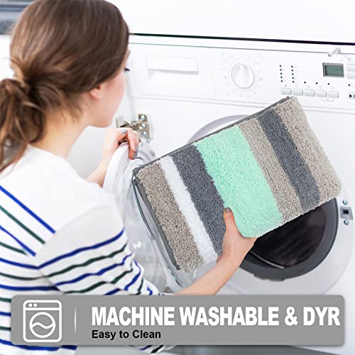 Pauwer 2-częściowy zestaw dywaników łazienkowych, z mikrofibry, antypoślizgowych, nadaje się do prania, 45 x 65 cm + 50 x 80 cm, kolor zielony - obrazek 5