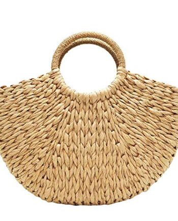 Damska słomkowa torba na ramię ze sznurkiem - YYW słomka ręcznie robiona pleciona torebka letnia torba plażowa damska torba na zakupy, tkana torebka na plażę i basen