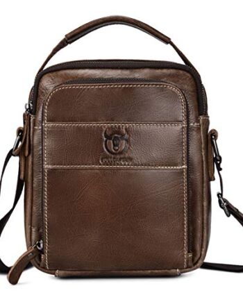 BAIGIO Skórzana torba listonoszka na ramię dla mężczyzn torebka crossbody torba boczna do pracy dojeżdżających do pracy biznesowej podróży szkoły