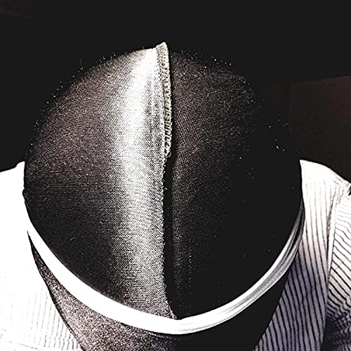 LEEQ Silky Durag długie ogon opaski na głowę szerokie paski czapka pirackie gładka czapka (kolor: zestaw 1, 3 sztuki) - obrazek 2