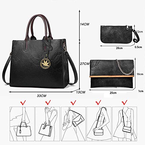 BestoU torebka damska, czarna, duża, skórzana, duża torba na ramię, sh - obrazek 7