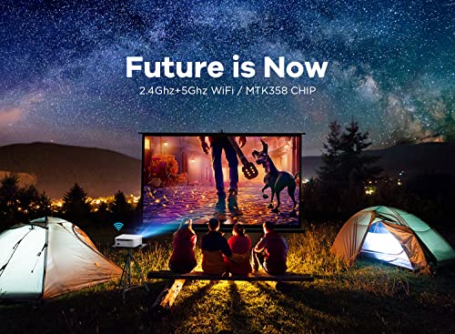 Projektor 2,4 G + 5 G WiFi Full HD Native 1080p obsługuje 4 K, Bluetooth 5.0, korekta 4P, 60% zoom dobry do TV Stick. Smartfon, Xbox, PS4. - obrazek 7