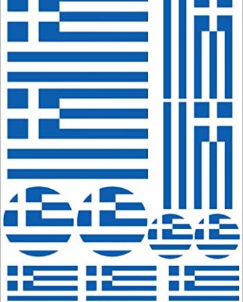 Nation Flaga Grecja zestaw 11 naklejek samoprzylepnych – samochód osobowy, motocykl, biuro, FS