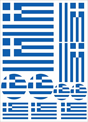 Nation Flaga Grecja zestaw 11 naklejek samoprzylepnych – samochód osobowy, motocykl, biuro, FS