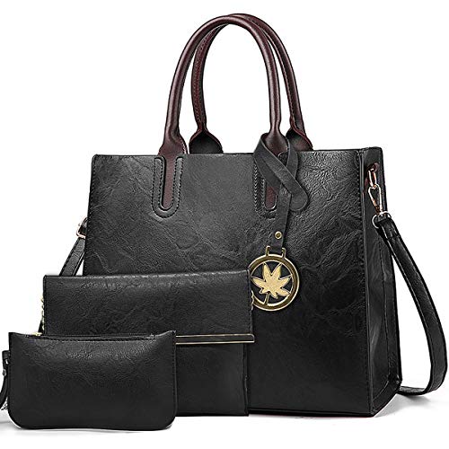 BestoU torebka damska, czarna, duża, skórzana, duża torba na ramię, sh