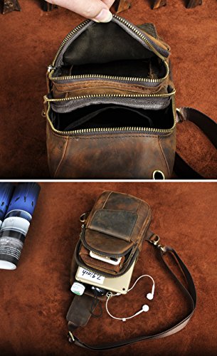 Le'aokuu Męska skórzana torba na biodro Torba klatkę piersiową na brzu - obrazek 4