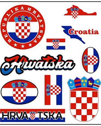 Nation Naklejki Chorwacji, 10 sztuk, flagi, herby, zestaw samoprzylepnych naklejek na samochód, motocykl, motocykl, biuro, KK