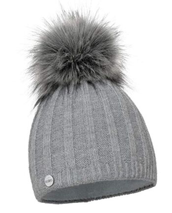 Zimowa ciepła czapka z dzianiny z dodatkiem kaszmiru, z sztucznym fute