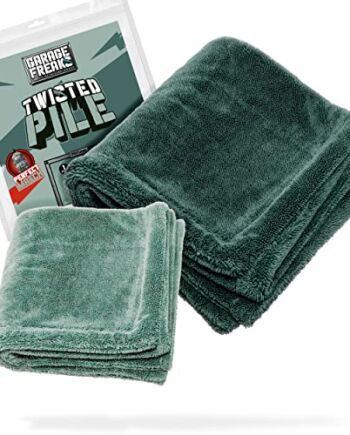 Ściereczka do osuszania samochodu, zestaw 2 szt. – Twisted Pile Towel – 1 x ręcznik XXL z mikrofibry o wymiarach 50 x 80 cm, 1 x 40 cm, 1500 g/m² – ręcznik do efektywnego i delikatnego suszenia – Garage Freaks