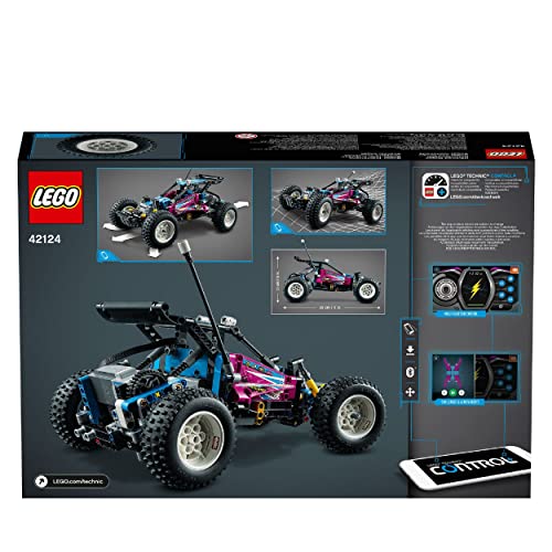 LEGO 42124 Technic Off-Road Buggy, Retro Control + aplikacja zdalnie sterowana zabawka samochód, zestaw modelowy z dźwiękiem, pomysł na prezent dla chłopców i dziewcząt - obrazek 2