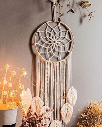 LucaSng Makrama, łapacz snów, ozdoba ścienna, styl boho, ręcznie robiony łapacz snów, do sypialni, salonu (B)