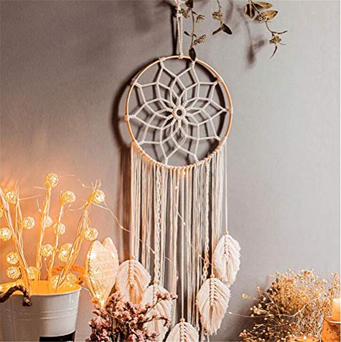 LucaSng Makrama, łapacz snów, ozdoba ścienna, styl boho, ręcznie robiony łapacz snów, do sypialni, salonu (B)