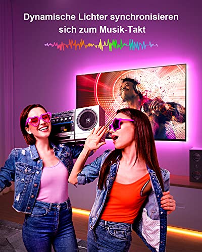 Nallee taśma LED RGB 5050, 30 m, synchronizacja z muzyką, łańcuch świetlny LED z 44 przyciskami, pilot zdalnego sterowania na podczerwień, do domu, sypialni, kuchni, na imprezę (2 x 15 m) - obrazek 3