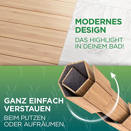 Mata toaletowa z wycięciem, bambusowa, 50 x 50 cm, dywanik do WC z drewna, mata do WC, mata bambusowa do łazienki, dywanik łazienkowy do toalety stojącej, dywanik toaletowy z wycięciem, mata do łazienki - obrazek 3