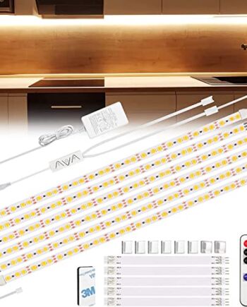 Taśma LED ciepła biel 3 m, lampa podszafkowa pod szafką, zestaw oświetlenia LED z pilotem zdalnego sterowania, do witryny, kuchni, biurka, regału, szafy, podświetlenia tła, 3000 K