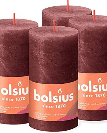 Bolsius Świece Dekoracyjne, Ciemnoczerwony, 4 Sztuki