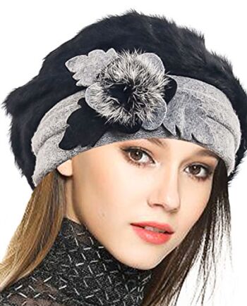 Damski Wełniany Beret Angola Czapka z Dzianiny Beanie Sukienka Czapki