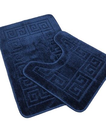 Pauwer Dywanik łazienkowy, zestaw 2-częściowy, 50 x 80 cm i 50 x 60 cm, chłonny, antypoślizgowy dywanik łazienkowy i do WC, zestaw nadaje się do prania, dywanik prysznicowy, mata toaletowa (granatowy)