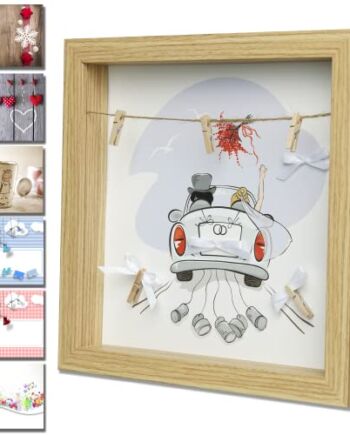 LucroTo Ramka 3D 7 w 1, do napełniania, brązowa (28 x 28 x 4,5 cm), wszechstronne zastosowanie I wymienne motywy