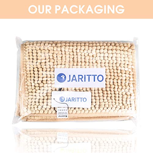 JARITTO Łazienka antypoślizgowa mata łazienkowa szenilowa mikrofibra dywan podłogowy miękki można prać w pralce chłonny do prysznica toalety 40 x 60 cm (beżowy) - obrazek 2