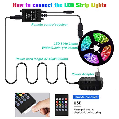 Taśma LED L8star, 5 m, taśma LED, zmiana kolorów, inteligentny łańcuch świetlny LED Rgb z Bluetooth i pilotem zdalnego sterowania, synchronizacja do muzyki listwa LED, łańcuch świetlny kolorowy - obrazek 2