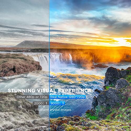 Mini projektor WiFi, natywny projektor kina domowego 720P Full HD, 6000, ekran 300", projektor wideo LCD o żywotności 90 000 h, kompatybilny z HDMI / TV Stick / PS4 / smartfonem, biały - obrazek 6