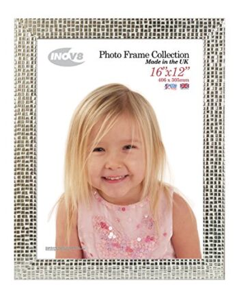 Inov8 Framing Brytyjska wykonana ramka na zdjęcia mozaika srebrna pomieści zdjęcie 16 cali x 12 cali (40,64 cm x 30,48 cm)