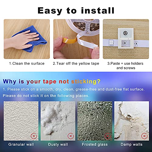 sylvwin Taśma LED o długości 5 m RGB,taśma LED z pilotem zdalnego sterowania,samoprzylepna z 16 zmienianymi kolorami,4 tryby pracy,do domu, sypialni,telewizora,dekoracji szafy, na imprezę - obrazek 11