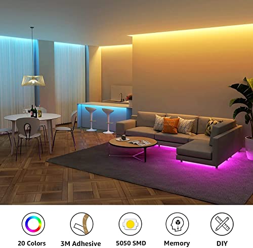 LE Taśma LED, 5 m RGB, taśma LED samoprzylepna, łańcuch świetlny LED z zasilaczem, ściemniana taśma świetlna LED IP20, jasna listwa LED z pilotem zdalnego sterowania, do domu, na imprezę, do kuchni - obrazek 6