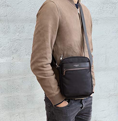 David jones - Męska Torba na Ramię Mała - Nylonowa Torba Listonoszka - Torby Crossbody Messenger Wiele Kieszeni - Mężczyzn Torebka Robocza Biznesowa Biurowa - Czarny - obrazek 7