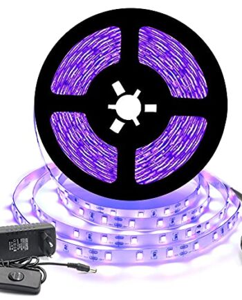 Zestaw taśm UV LED czarne światło, taśma taśma taśma SMD 2835 UV łańcuch świetlny listwa świetlna z zasilaczem, do baru dyskoteki, dekoracja 5 m, IP20