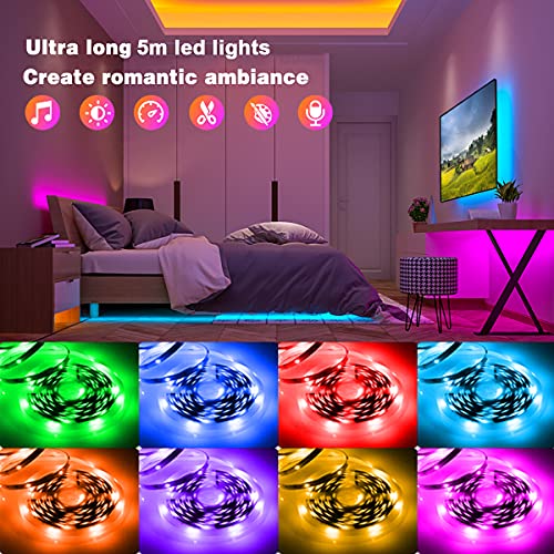 Taśma LED L8star, 5 m, taśma LED, zmiana kolorów, inteligentny łańcuch świetlny LED Rgb z Bluetooth i pilotem zdalnego sterowania, synchronizacja do muzyki listwa LED, łańcuch świetlny kolorowy - obrazek 6