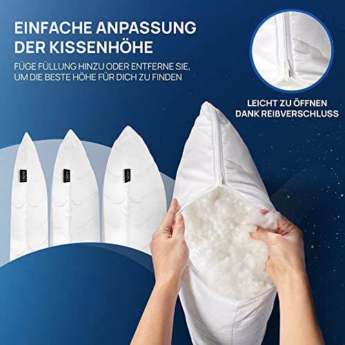 LILENO HOME Poduszka wypełniająca poduszkę 80 x 80 cm, zestaw 2 szt. – pikowana poduszka wewnętrzna 80 x 80 cm dla alergików – poduszka z mikrofibry jako poduszka na sofę, poduszka dekoracyjna i poduszka na kanapę można prać w temperaturze 40°C - obrazek 5