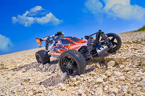 Carson 500404199 1:10 X10 Dirt Warrior Sport 2.0 100% RTR, zdalnie sterowany samochód, Offroad Truggy, w zestawie baterie i pilot zdalnego sterowania, zadrukowana karoseria, pomarańczowa - obrazek 2