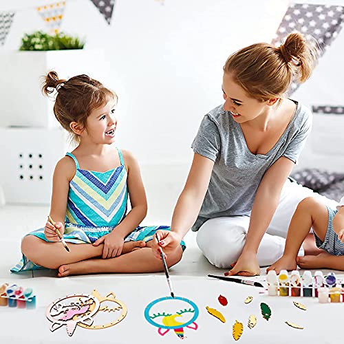 LuXianYS 4 sztuki łapacz snów z jednorożcem, w kształcie jednorożca zrób to sam łapacz snów, ręcznie robiony jednorożec słodki łapacz snów do domu wiszące ozdoby rzemiosło - obrazek 4