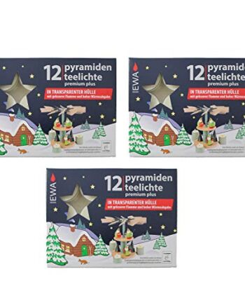 Ebersbacher Kerzenfabrik GmbH Zestaw 3 świeczek w kształcie piramidy 12 sztuk/opakowanie z przezroczystą osłoną (3 x 12 sztuk)