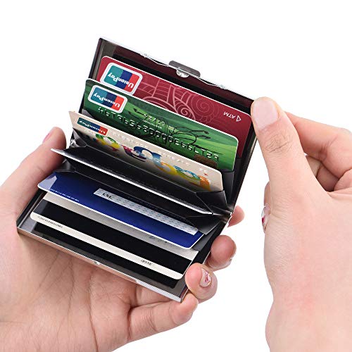 BONSYL ® Wysokiej Jakości Metalowy Portfel Etui na Karty Kredytowe dla Kobiety i Mężczyźni, z Ochroną RFID Przed Kradzieżą Danych, z Miejscem na 6 Kart, Szczupły Portfel, mini Portfela. - obrazek 7