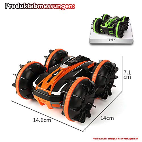 2 w 1 zdalnie sterowany pojazd na wodę i lądzie, model ampfibii, Stunt-Auto, Crawler-Car w zestawie pilot zdalnego sterowania 2,4 GHz, akumulator i kabel do ładowania, kompletny zestaw - obrazek 2